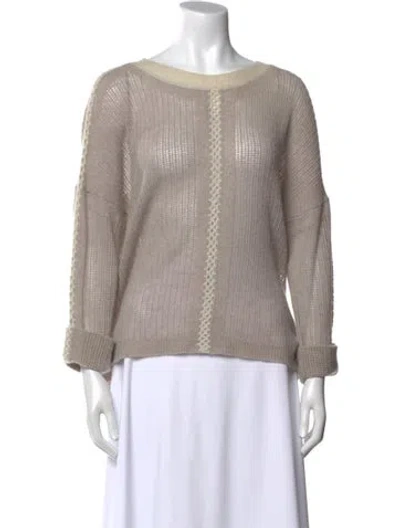 Pre-owned White + Warren Cashmere Scoop Neck Sweater In Pink