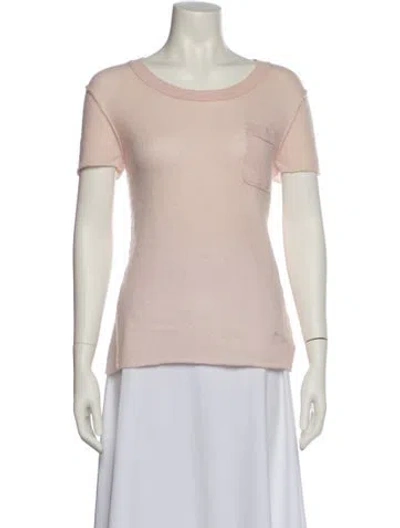 Pre-owned White + Warren Cashmere Scoop Neck Sweater In Pink