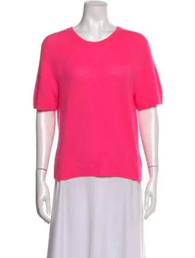 Pre-owned White + Warren Cashmere Scoop Neck Sweater In Pink