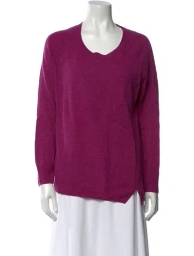 Pre-owned White + Warren Cashmere Scoop Neck Sweater In Purple