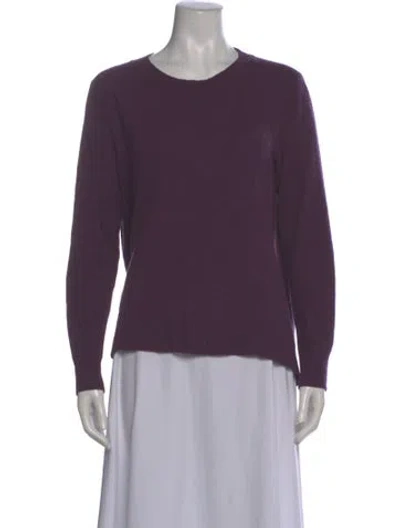 Pre-owned White + Warren Cashmere Scoop Neck Sweater In Purple