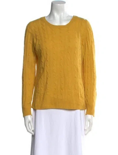 Pre-owned White + Warren Cashmere Scoop Neck Sweater In Yellow