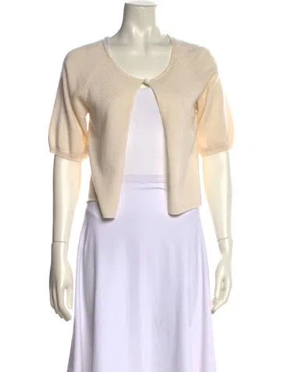 Pre-owned White + Warren Cashmere Scoop Neck Sweater In Yellow