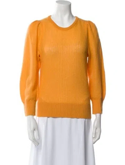 Pre-owned White + Warren Cashmere Scoop Neck Sweater In Yellow