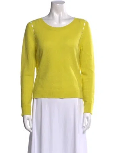 Pre-owned White + Warren Cashmere Scoop Neck Sweater In Yellow