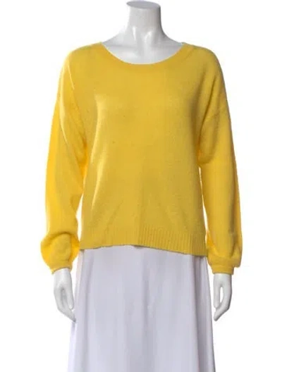 Pre-owned White + Warren Cashmere Scoop Neck Sweater In Yellow