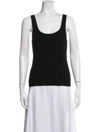 Pre-owned White + Warren Cashmere Scoop Neck Top In Black