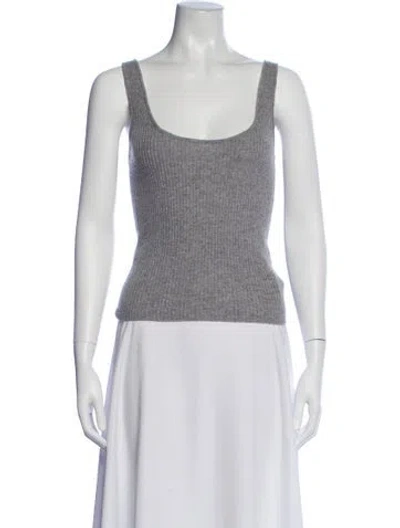 Pre-owned White + Warren Cashmere Scoop Neck Top In Gray