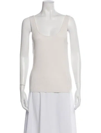 Pre-owned White + Warren Cashmere Scoop Neck Top W/ Tags In Neutrals