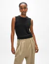 White + Warren Cashmere Shell Tank Top In Black In Black