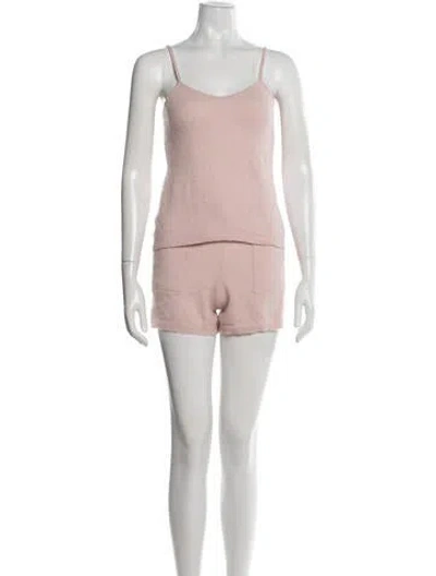 Pre-owned White + Warren Cashmere Short Set In Pink