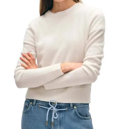 White + Warren Cashmere Shrunken Classic Crew Top In Soft White