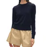 White + Warren Cashmere Shrunken Crewneck Sweater In Black In Black