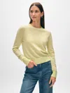 White + Warren Cashmere Shrunken Crewneck Top In Chartreuse In Chartreuse
