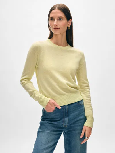 White + Warren Cashmere Shrunken Crewneck Top In Chartreuse