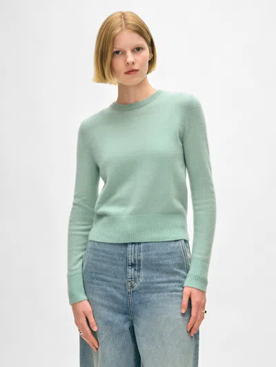 White + Warren Cashmere Shrunken Crewneck Top In Spearmint