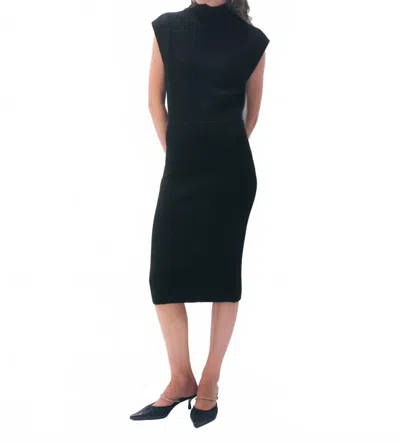 White + Warren Cashmere Sleeveless Midi Dress In Black