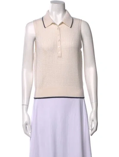 Pre-owned White + Warren Cashmere Sleeveless Polo In Neutrals