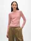 White + Warren Cashmere Slim Crewneck Top In Faded Rose In Faded Rose