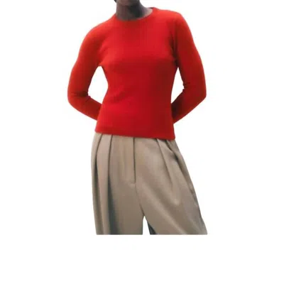 White + Warren Cashmere Slim Stretch Crew Sweater In Deep Crimson In Multi