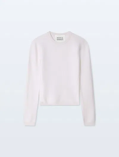 White + Warren Cashmere Slim Stretch Crewneck Soft White Top