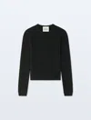 White + Warren Cashmere Slim Stretch Crewneck Top In Black In Black