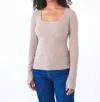 White + Warren Cashmere Square Neck Sweater In Oak Heather In Multi