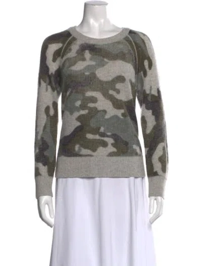 Pre-owned White + Warren Cashmere Square Neckline Sweater In Gray