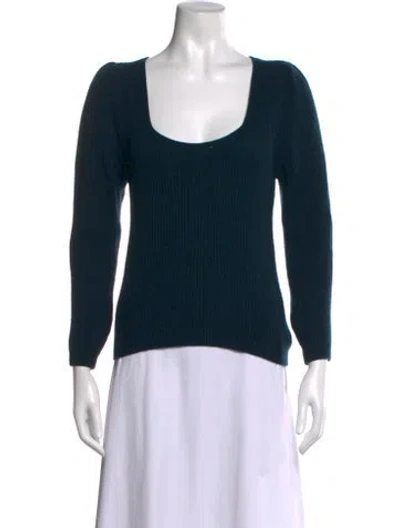 Pre-owned White + Warren Cashmere Square Neckline Top In Green