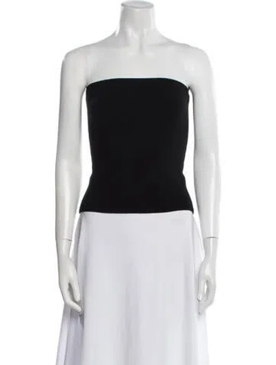 Pre-owned White + Warren Cashmere Strapless Crop Top In Black