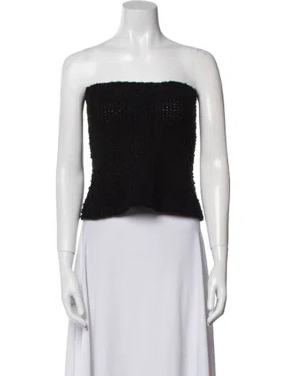 Pre-owned White + Warren Cashmere Strapless Sweater In Black