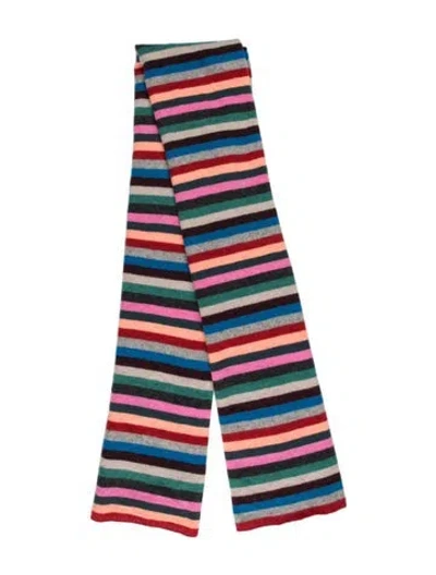 Pre-owned White + Warren Cashmere Striped Scarf In Gray