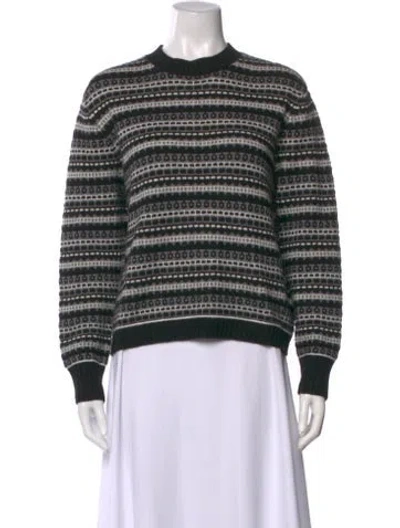 Pre-owned White + Warren Cashmere Striped Sweater In Black