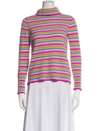 Pre-owned White + Warren Cashmere Striped Sweater In Blue