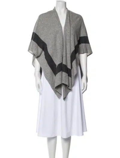 Pre-owned White + Warren Cashmere Striped Sweater In Gray