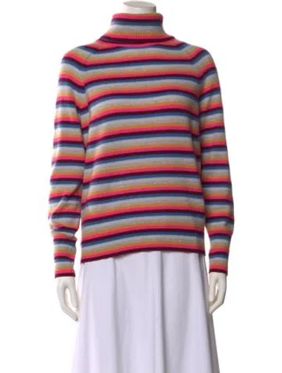 Pre-owned White + Warren Cashmere Striped Sweater In Multi