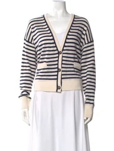 Pre-owned White + Warren Cashmere Striped Sweater In Multi