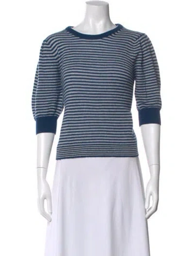 Pre-owned White + Warren Cashmere Striped Sweater In Multi
