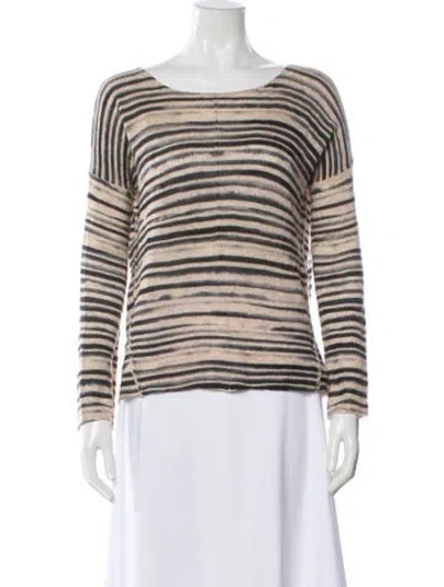 Pre-owned White + Warren Cashmere Striped Sweater In Multi