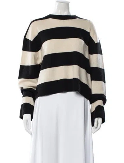 Pre-owned White + Warren Cashmere Striped Sweater In Multi