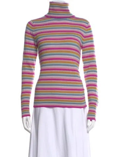 Pre-owned White + Warren Cashmere Striped Sweater In Multicolor