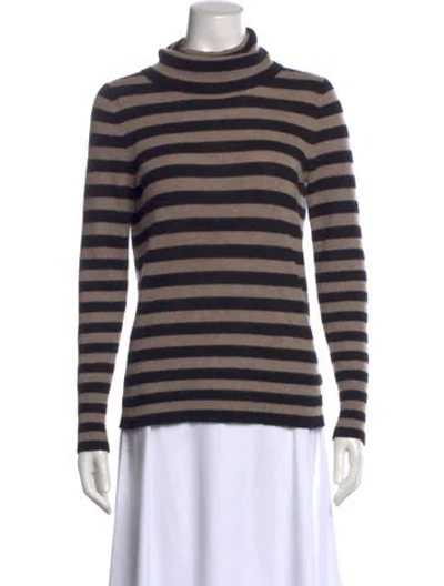 Pre-owned White + Warren Cashmere Striped Sweater In Neutral