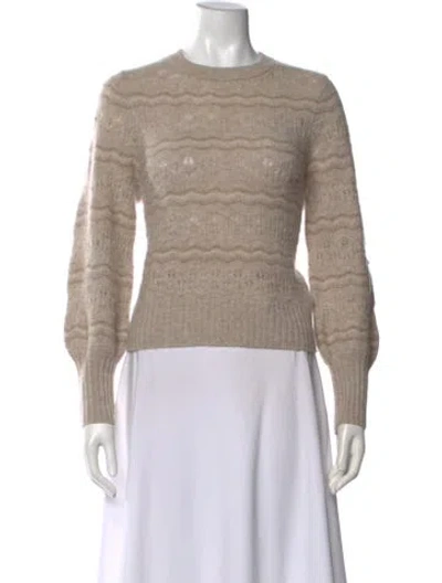 Pre-owned White + Warren Cashmere Striped Sweater In Neutral