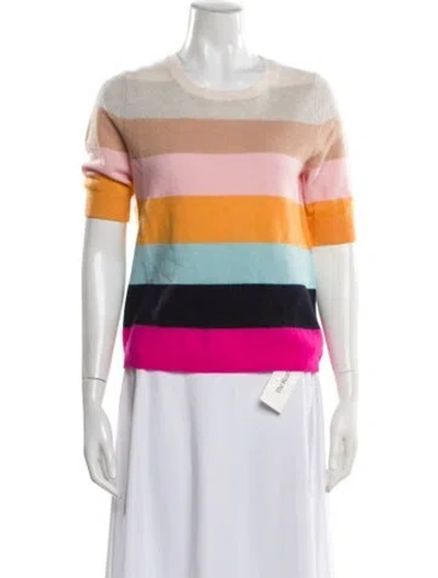 Pre-owned White + Warren Cashmere Striped Sweater In Neutral