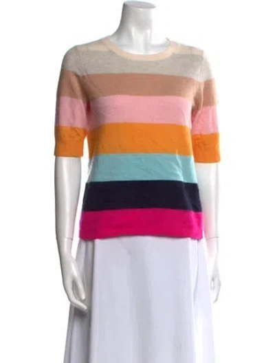 Pre-owned White + Warren Cashmere Striped Sweater In Neutral