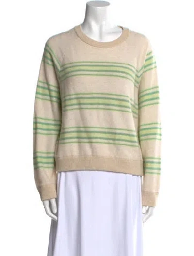 Pre-owned White + Warren Cashmere Striped Sweater In Neutral