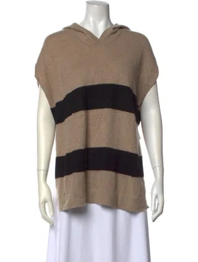 Pre-owned White + Warren Cashmere Striped Sweater In Neutral