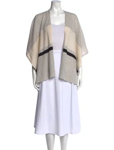 Pre-owned White + Warren Cashmere Striped Sweater In Neutral
