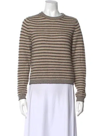 Pre-owned White + Warren Cashmere Striped Sweater In Neutral