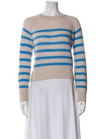 Pre-owned White + Warren Cashmere Striped Sweater In Neutral